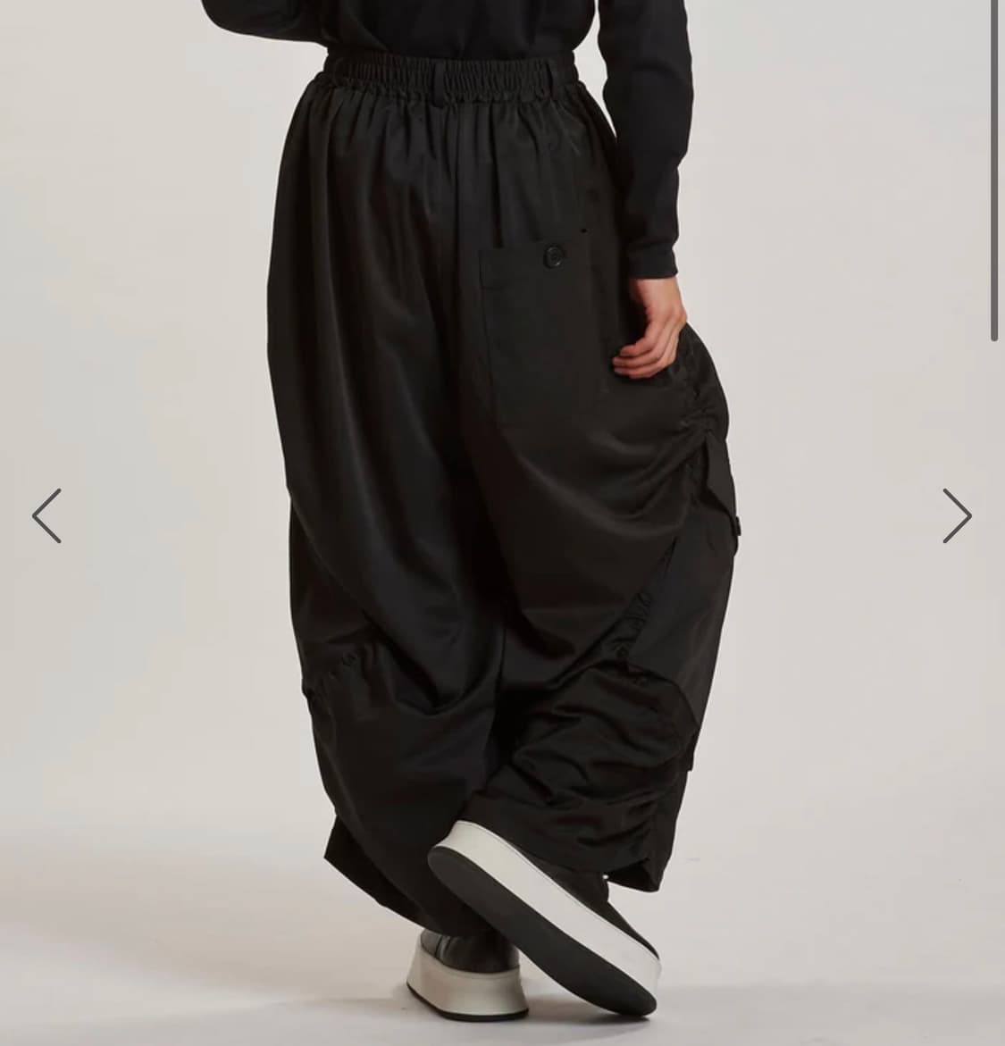 No id Side Gather Wide Cargo PT (Black)  상품이미지5