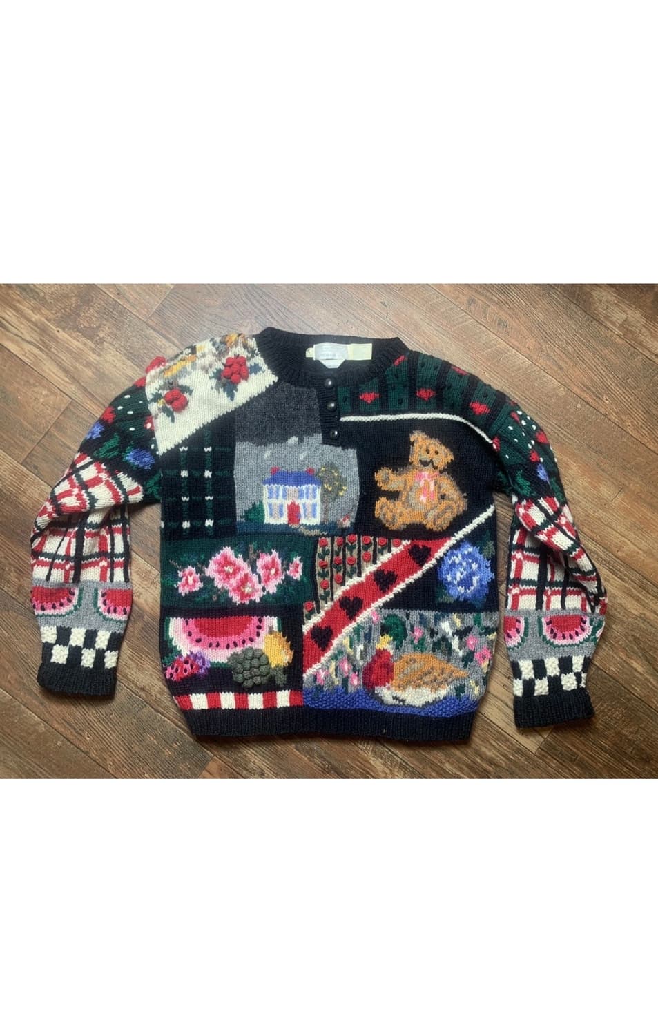 빈티지 곰돌이 울 니트 테디베어니트 수박니트 하트니트 입체니트 핸드메이드 상품이미지1