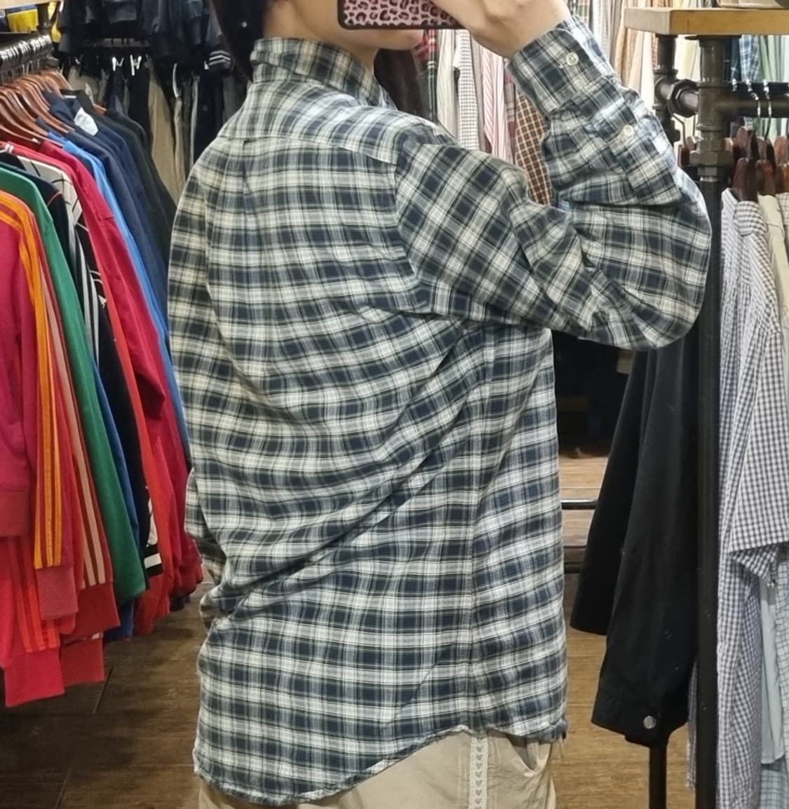 [Hi] polo 폴로 긴팔 체크셔츠 네이비 상품이미지5