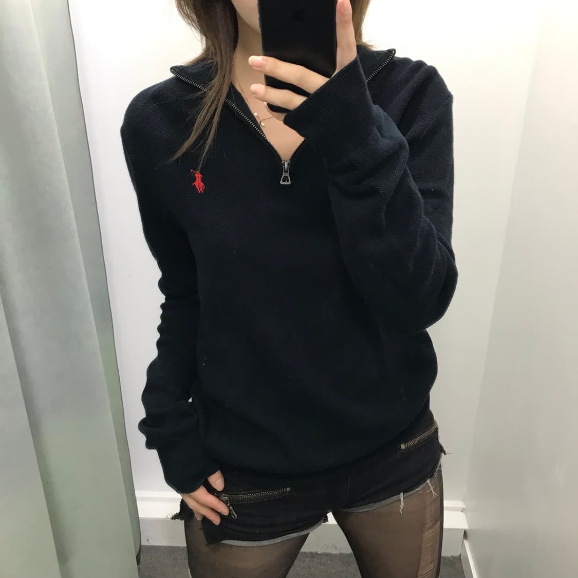 폴로 블랙 반집업 니트 상품이미지2