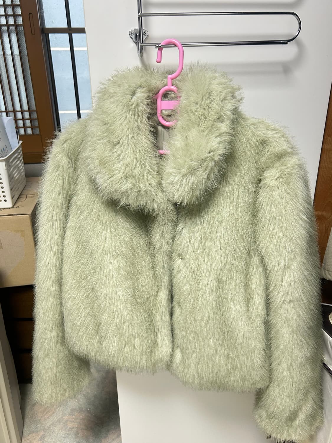 민트색 퍼 자켓 상품이미지4