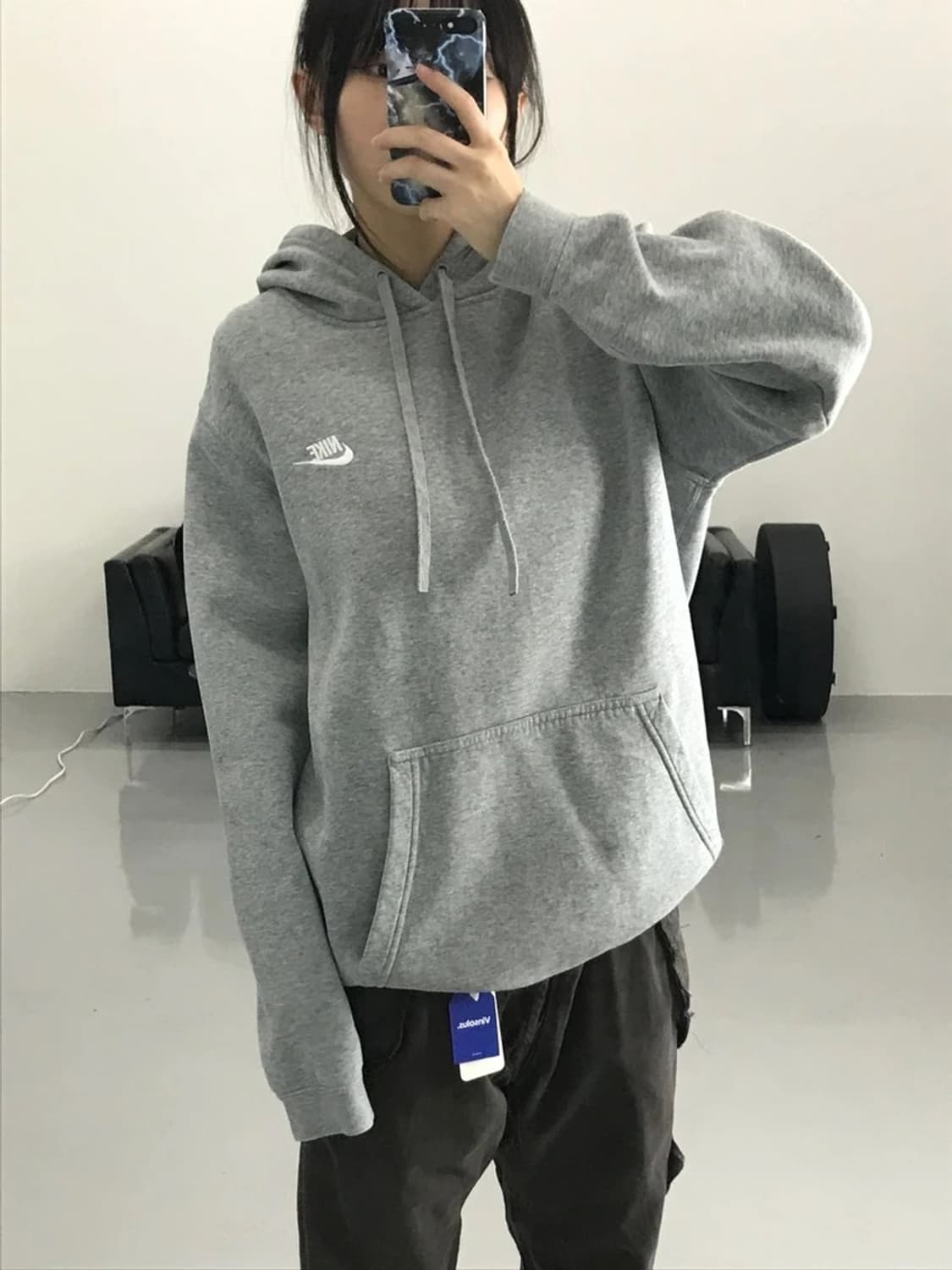 나이키 로고 그레이 후드 상품이미지1