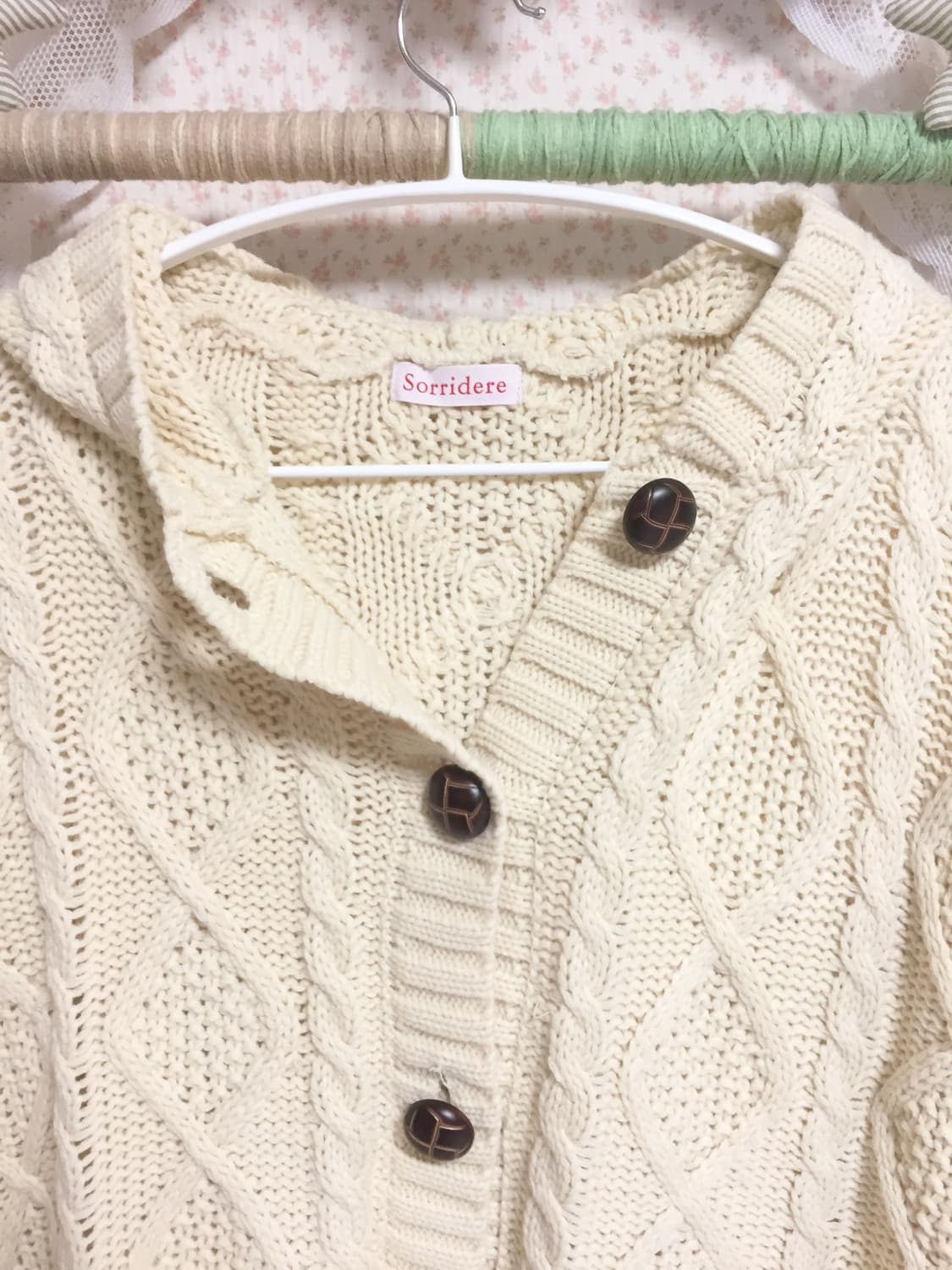 빈티지 사와코 모리걸 메론빵단추 케이프 상품이미지5