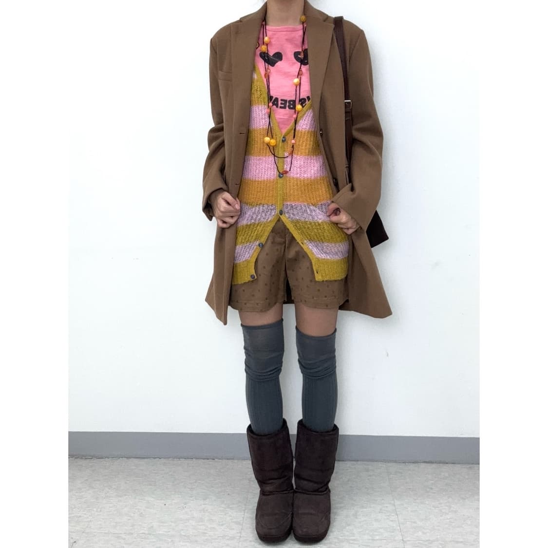 빈티지 브라운 울 코트 상품이미지6