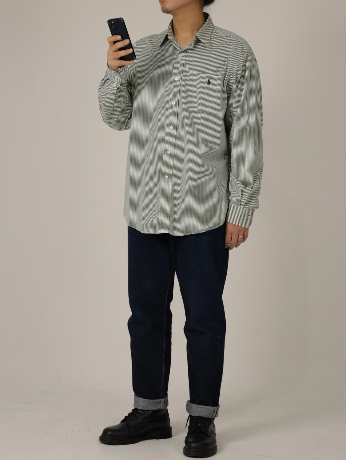 폴로 퍼플로고 그린 스트라이프 셔츠 상품이미지5