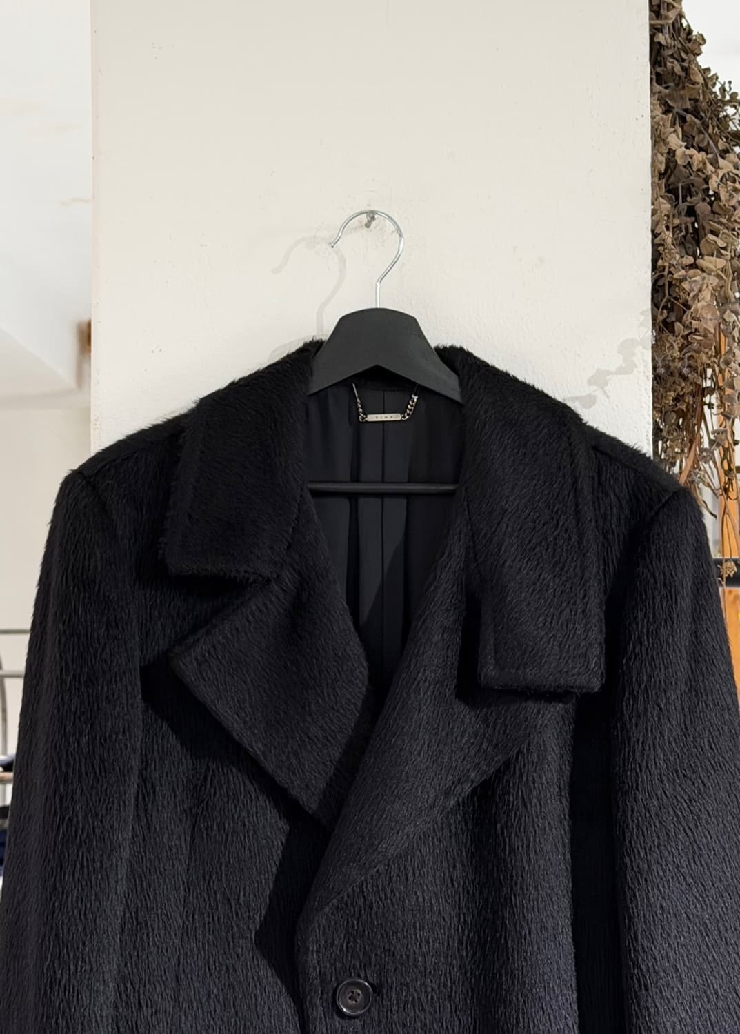 타임 포스트모던 블랙 베이비라마 울 롱 코트 상품이미지4