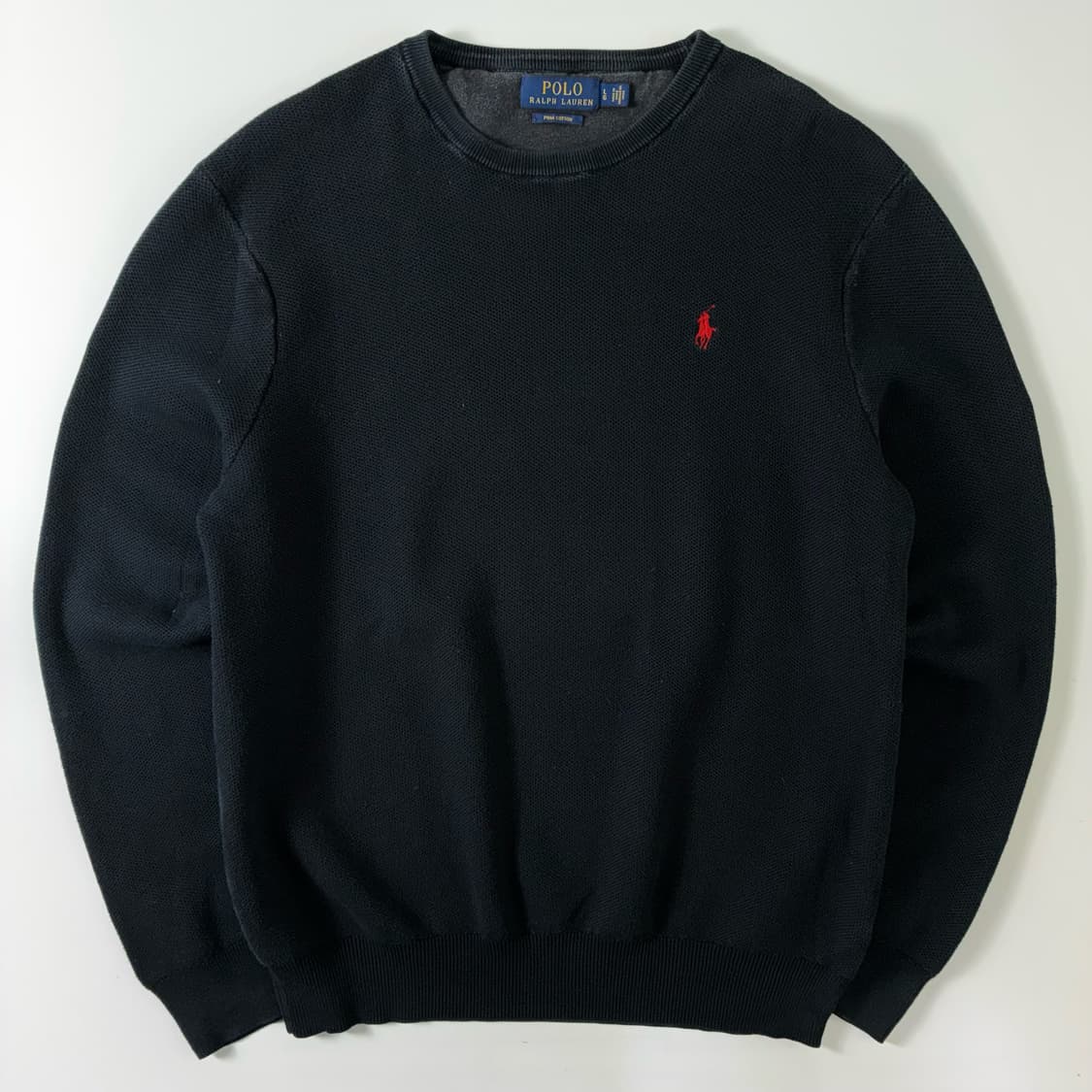 Polo  폴로 랄프로렌 자수 피마코튼 블랙 라운드 니트  상품이미지1