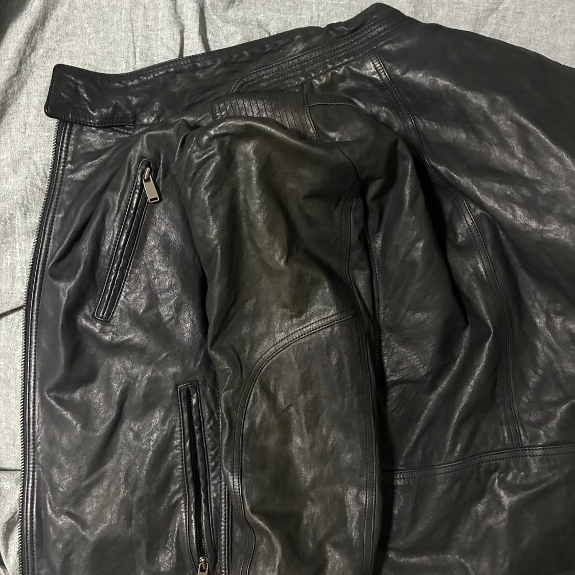 opium 사선 양가죽 자켓 블랙 상품이미지9