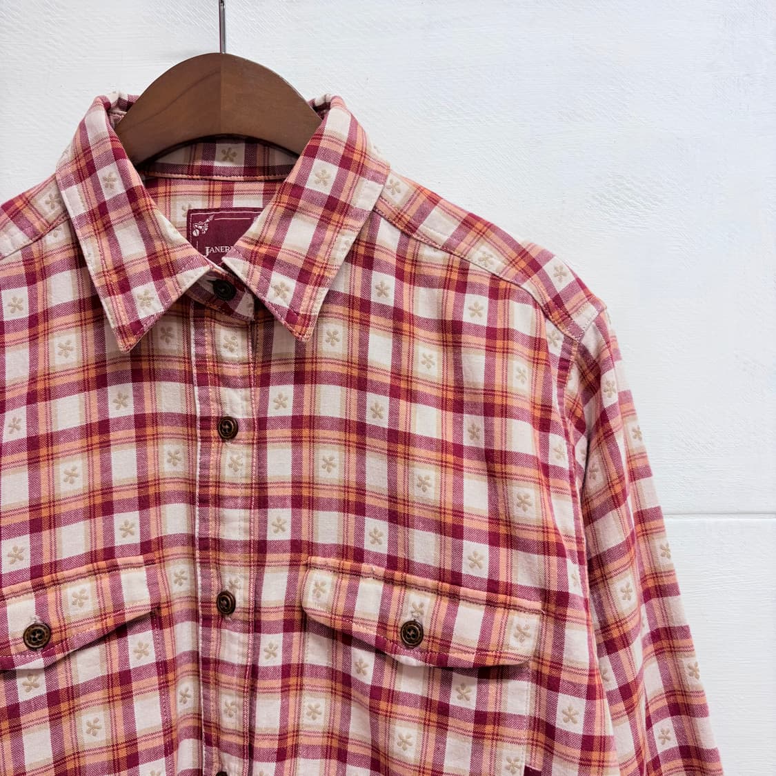 JANERIVER 자수 모리걸 체크 남방 M 상품이미지2