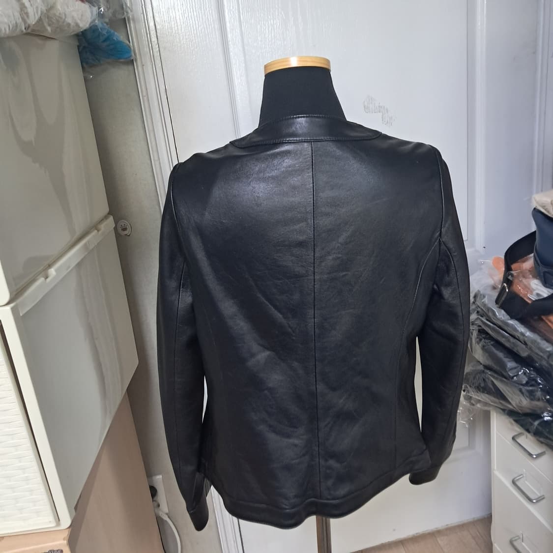로보 블랙 가죽 노카라 양가죽자켓 55~66 상품이미지3