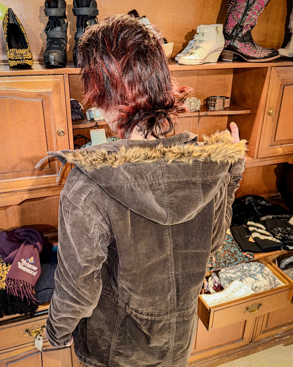 Comme Ça Ism – Corduroy Fur Hooded Jacke 상품이미지10