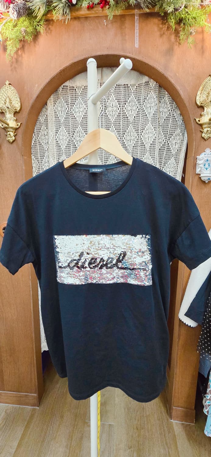 정품 DIESEL/디젤 스팽글 로고 반팔티 (55~77) 새상품✨ 상품이미지1
