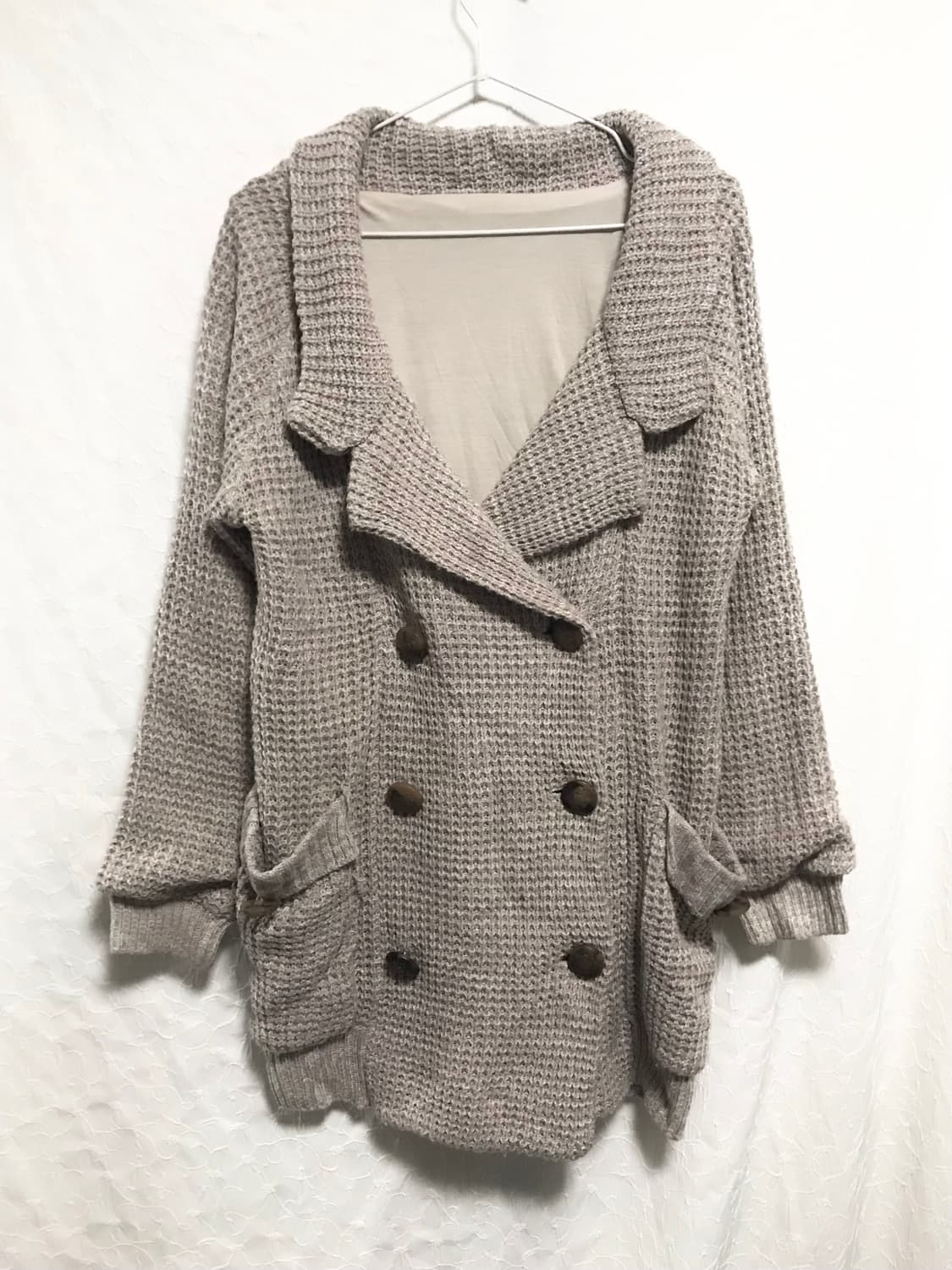 빈티지 니혼진 너드 더블 버튼 카라 니트 가디건 상품이미지2
