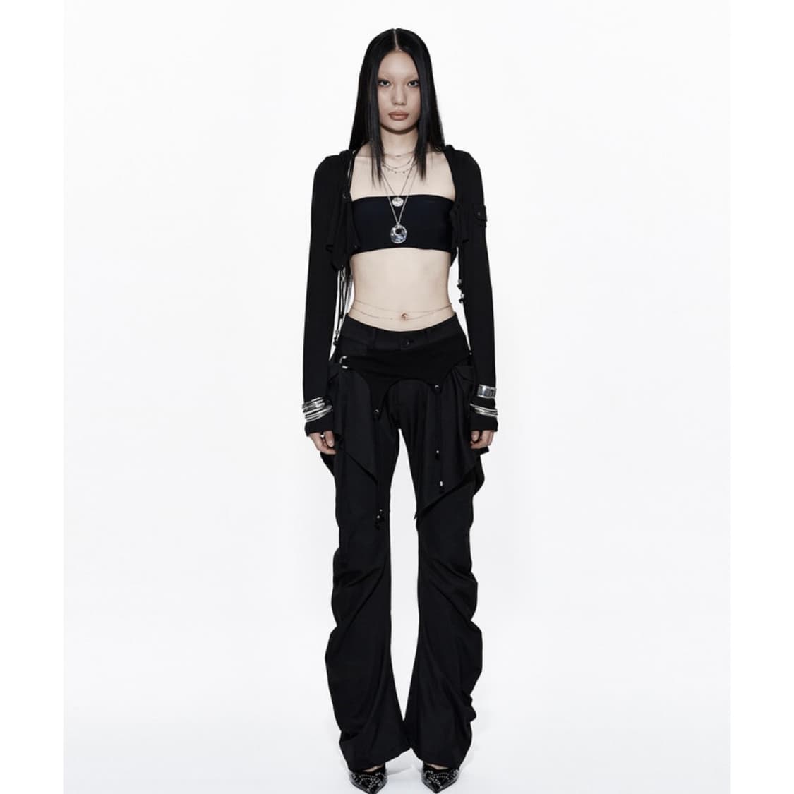 카시코 후디드 볼레로 가디건 블랙 (새상품) 상품이미지5