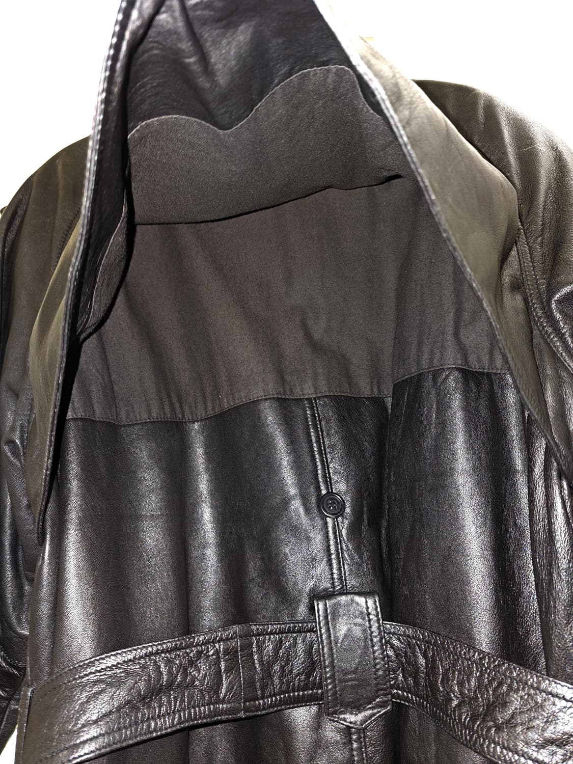 80's Banana Republic 벨티드 더블 트렌치 램스킨 미들자켓 상품이미지10