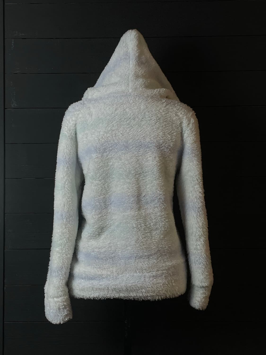 JPN 블루 민트 스트라이프 패턴 줄무늬 화이트 퍼 후드집업 상품이미지5