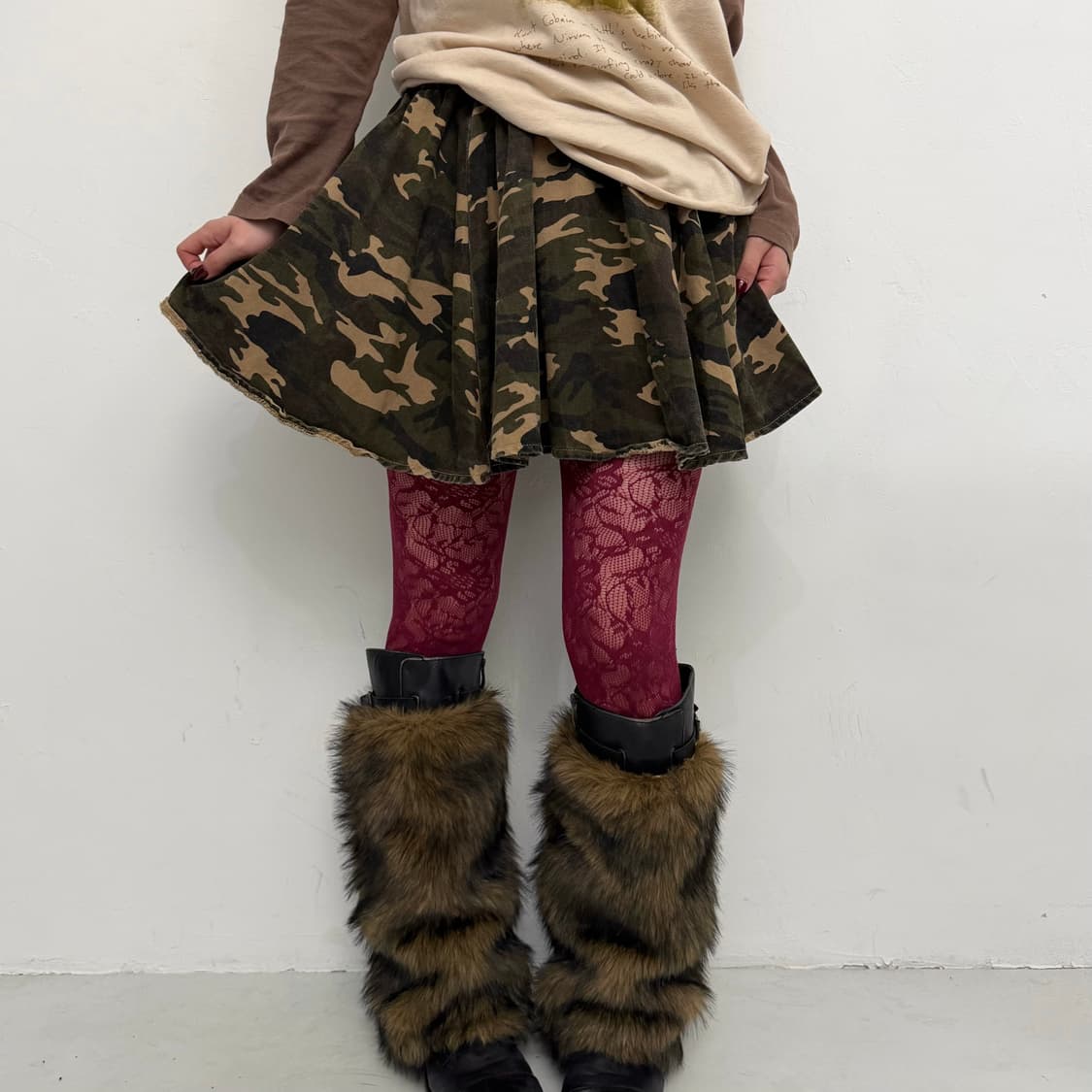 카모 플레어 밴딩 미니 스커트 상품이미지1