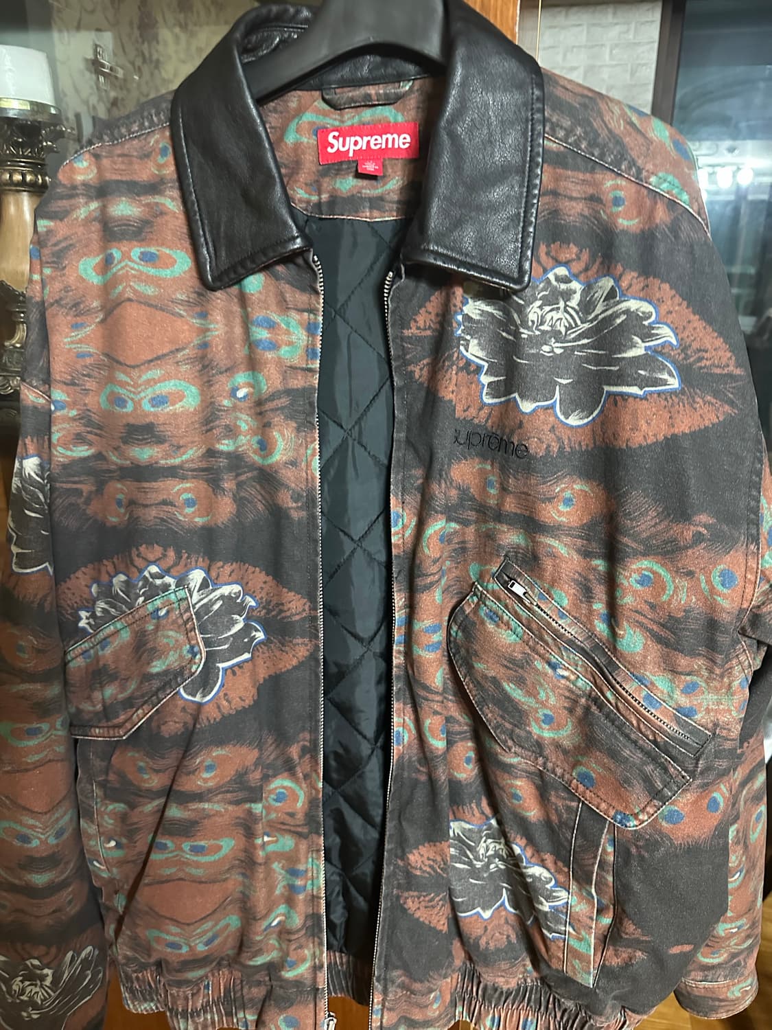 [M] 슈프림 유틸리티 레더 칼라 자켓 피콕 상품이미지1