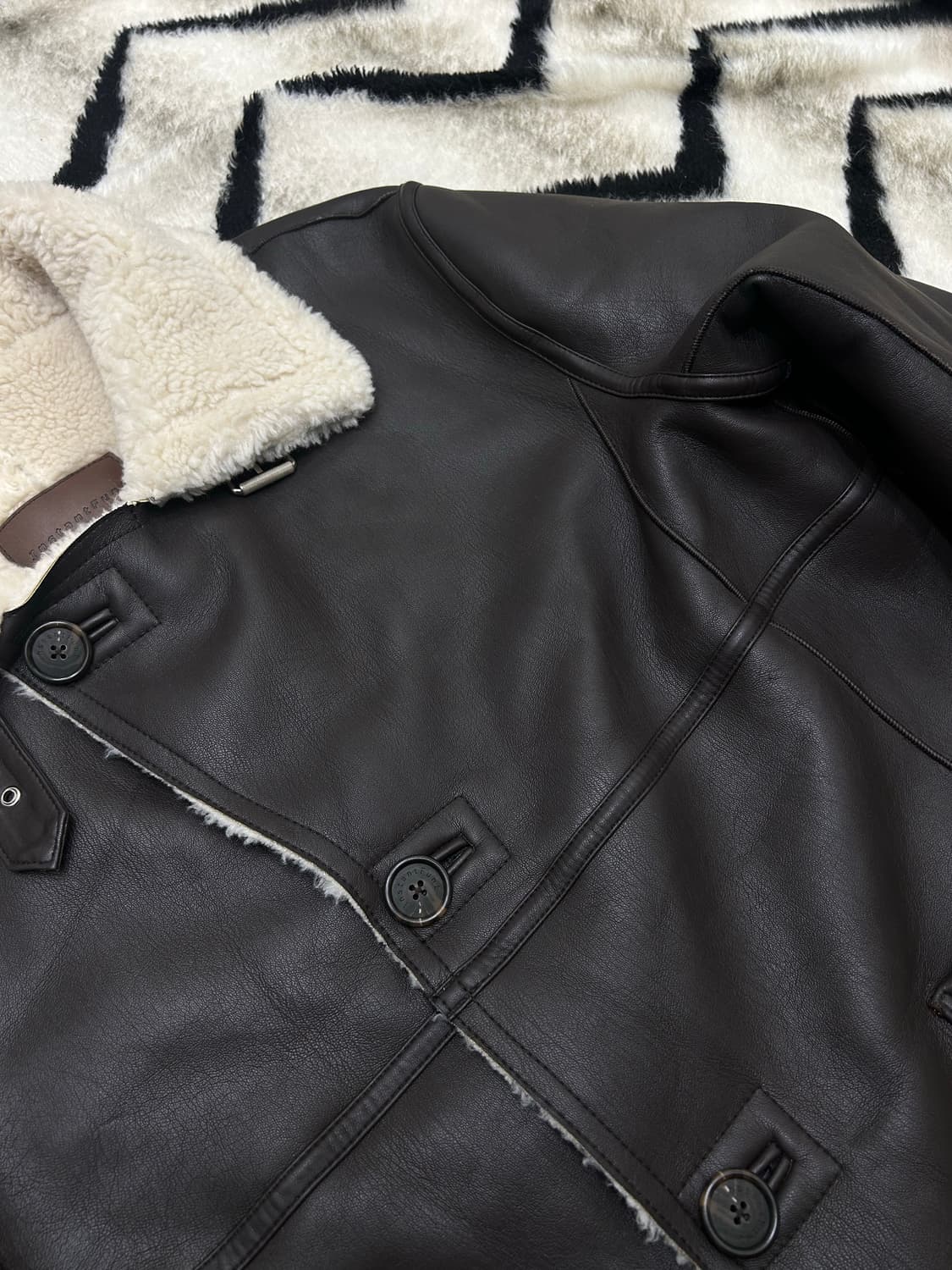 [3]인스턴트펑크 함성가죽 롱 무스탕/브라운 상품이미지1