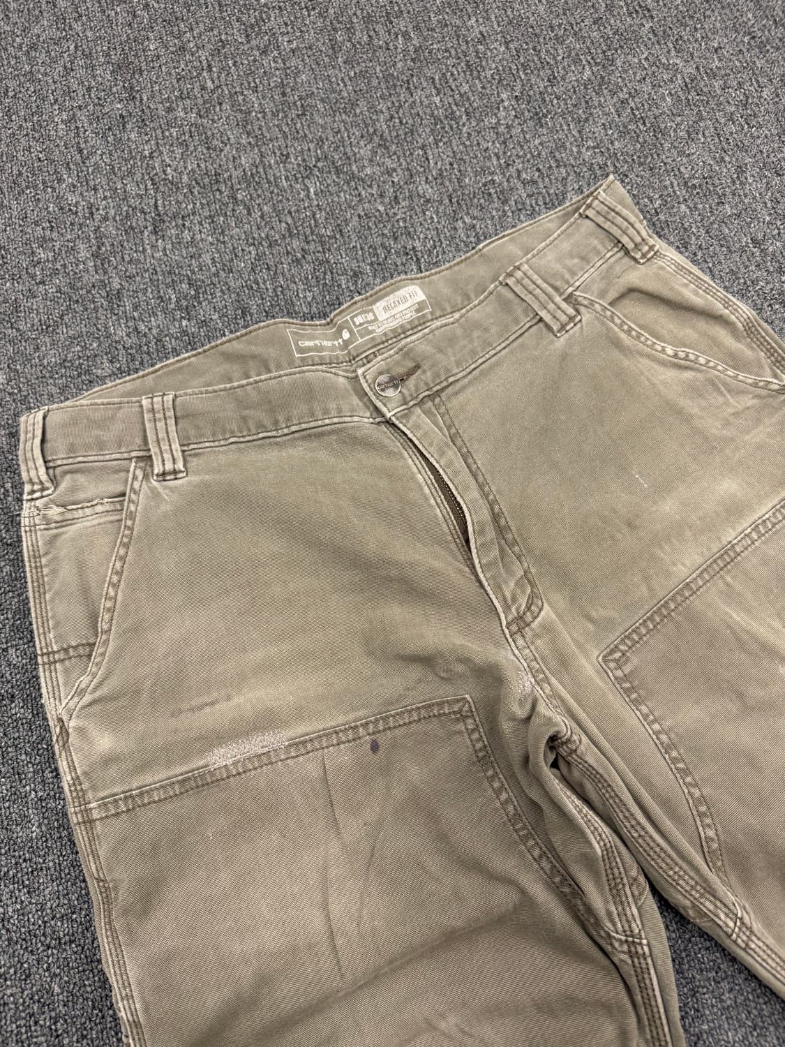 칼하트 빈티지 모스그린 더블니 워크팬츠 상품이미지4