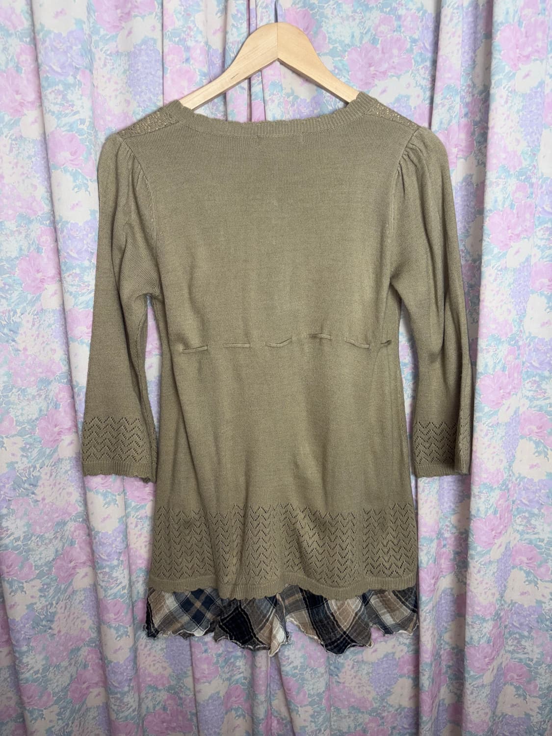 베이지 체크 레이어드 니트 상품이미지8