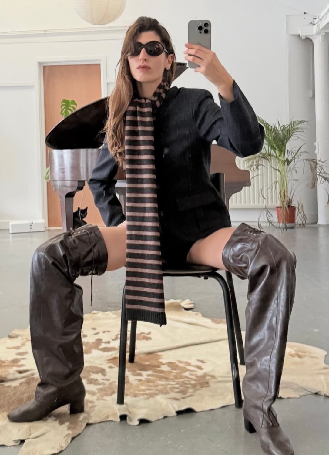 팔로마울 Bela 스트라이프 머플러/차콜 상품이미지5