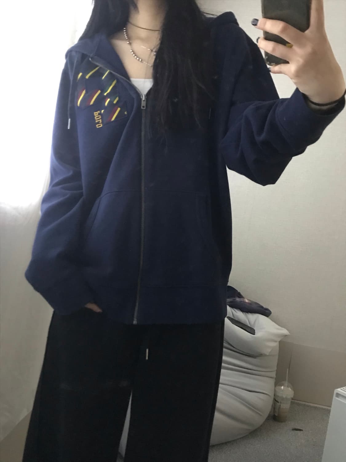 폴로 네이비 오버핏 후드집업 상품이미지2