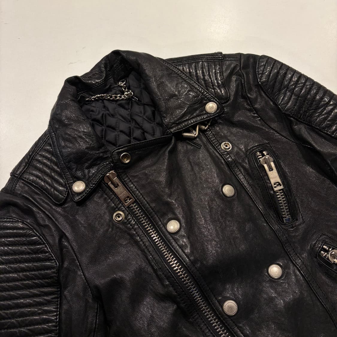 [55] 이태리 웨스턴 블랙 양가죽 레더 바이커 자켓 D270 상품이미지3