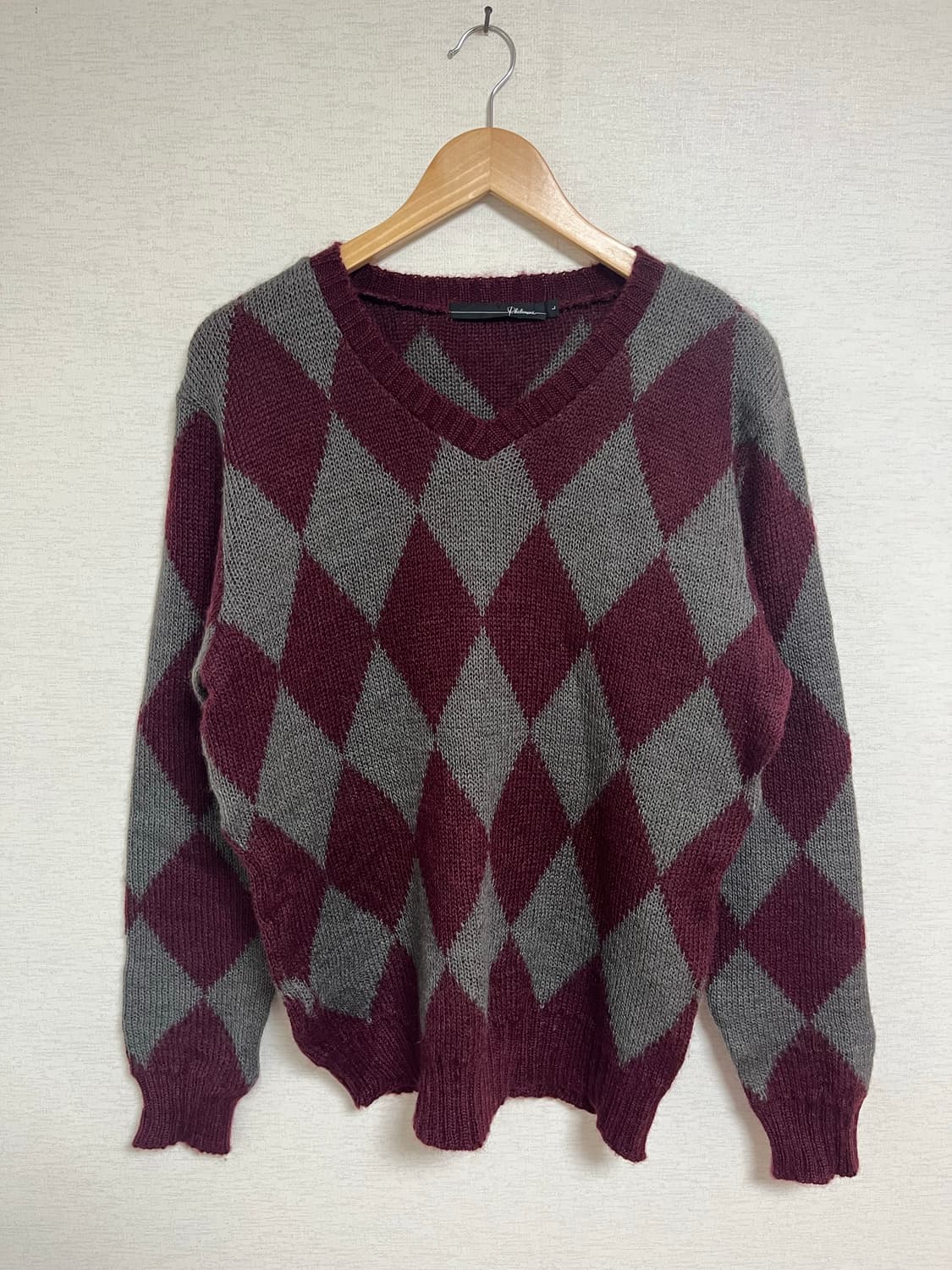 빈티지 아가일 브이넥 니트 상품이미지1