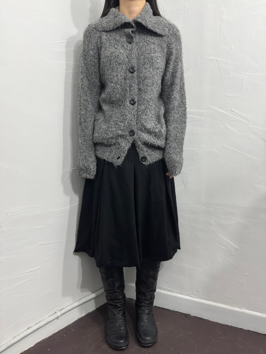 belta attrice gray knit cardigan 상품이미지2