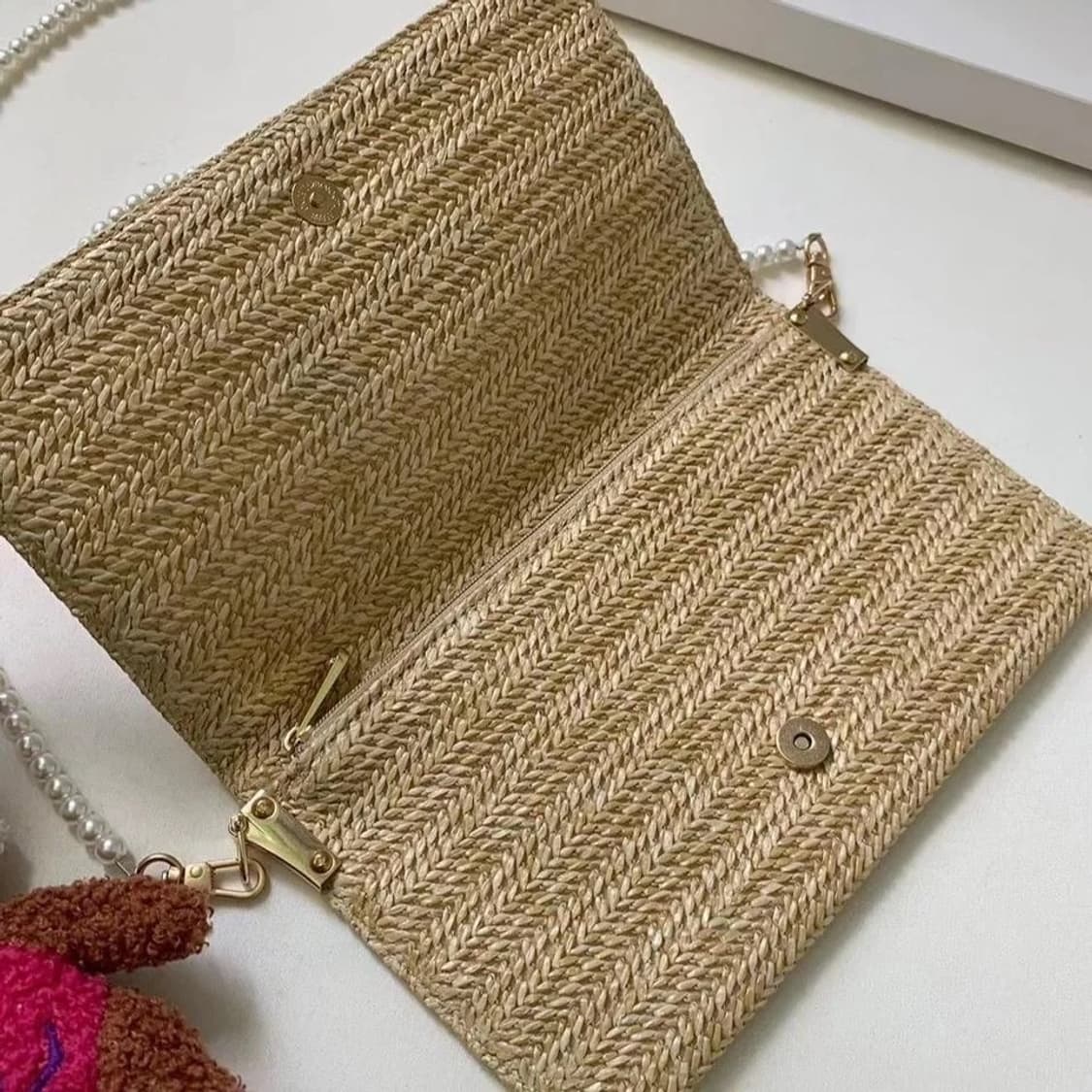 디올 라탄 진주 클러치백 상품이미지5