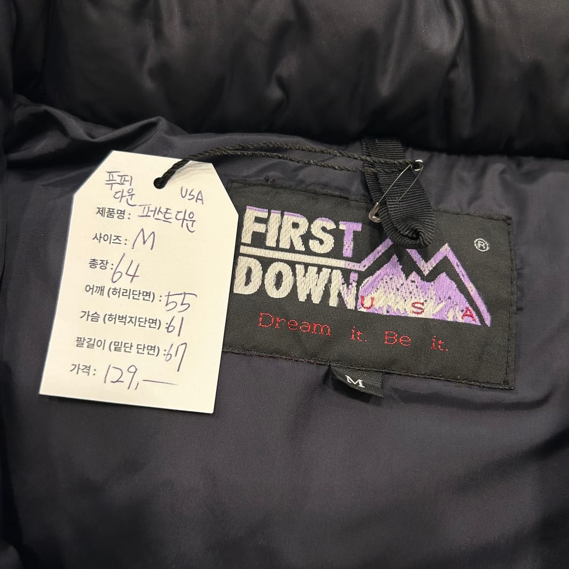 [M] 퍼스트다운 USA 푸퍼 다운 패딩 블랙 A432 상품이미지7