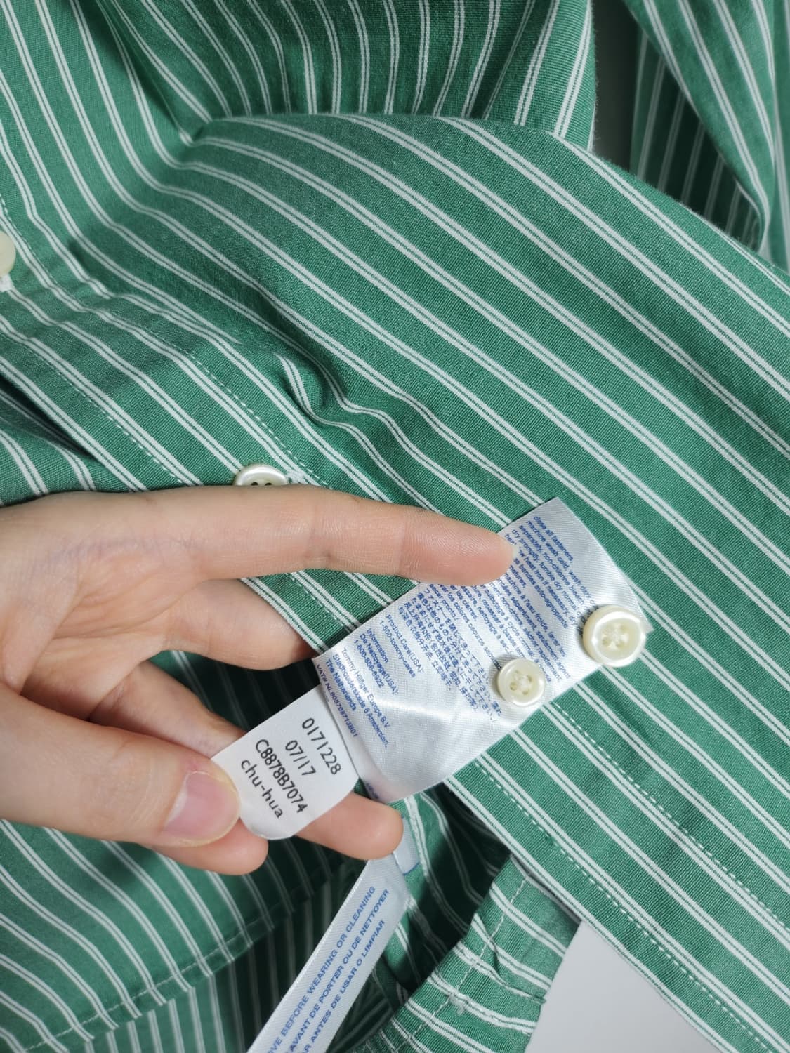 타미힐피거 그린 스트라이프 셔츠 상품이미지4