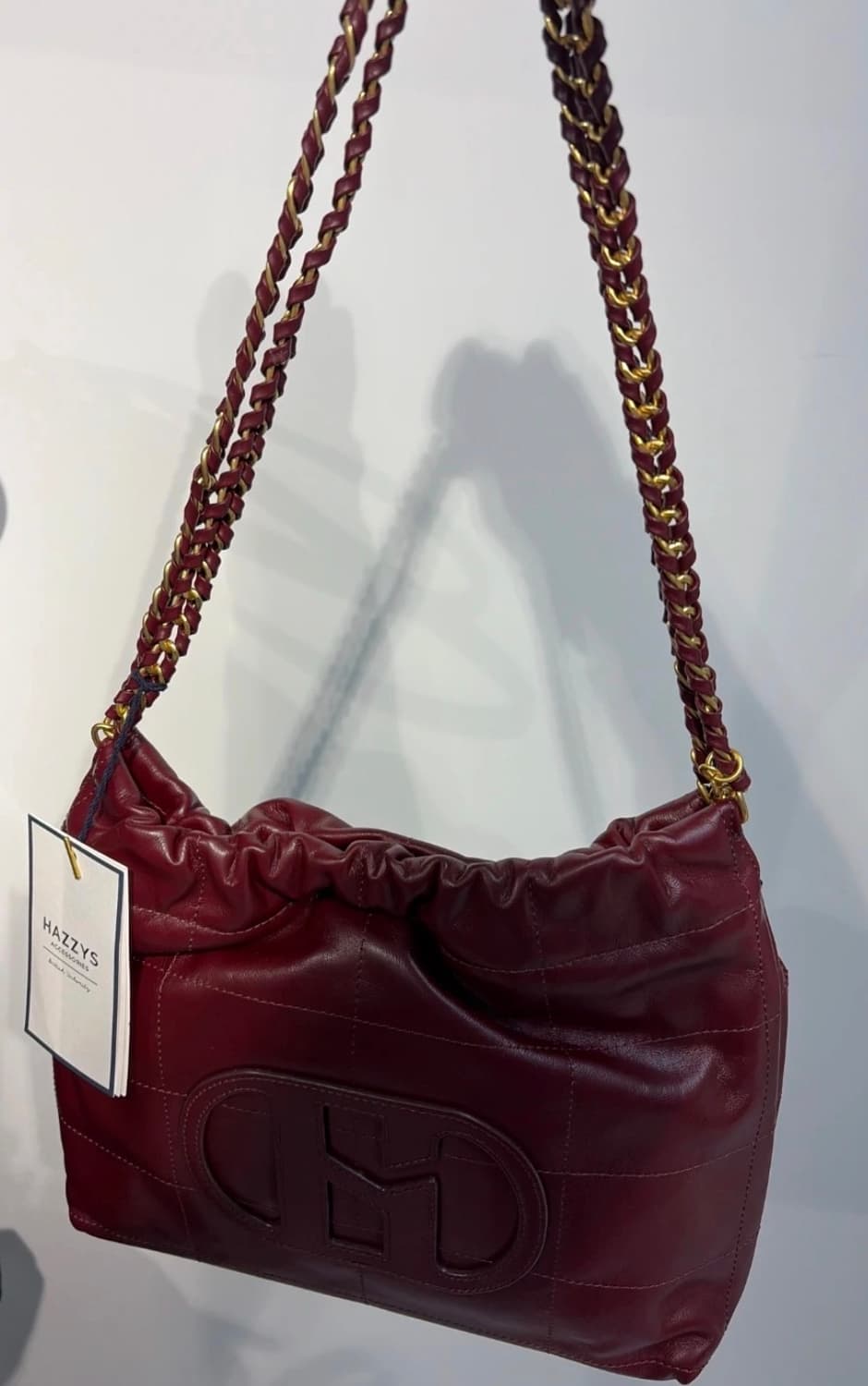 새상품) 헤지스 퀼팅 체인 호보 숄더백 레드 소가죽 상품이미지2