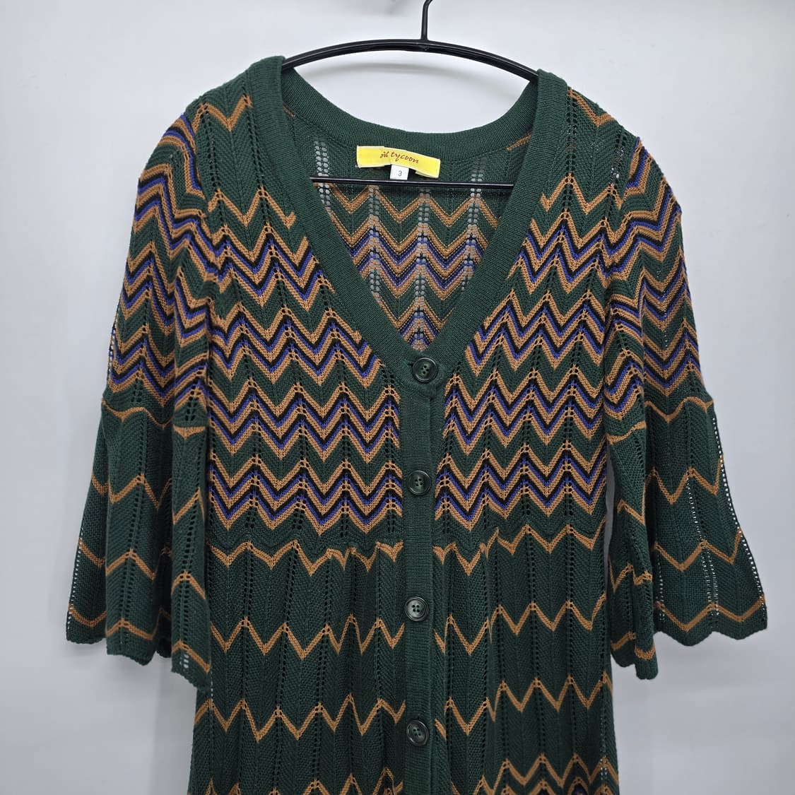 지그재그 니트 롱 가디건 일본빈티지 상품이미지4