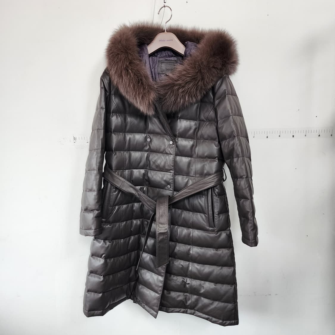 로보 가죽 패딩 롱 코트 상품이미지8