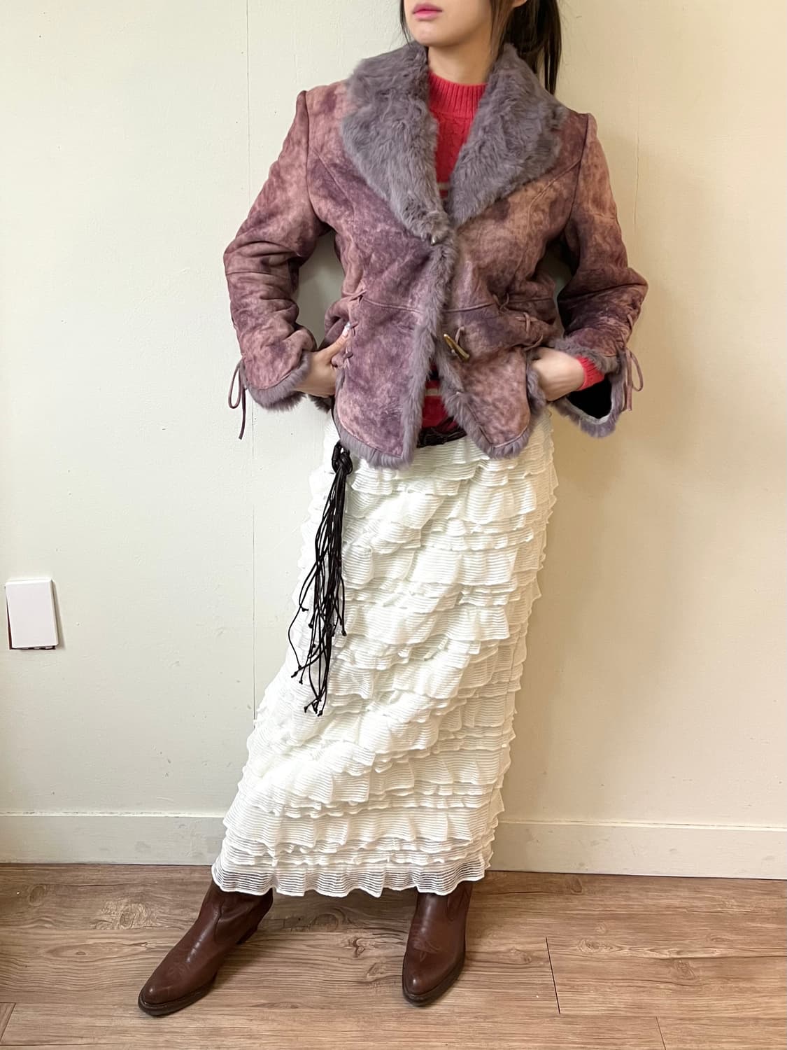 GOLD JADE 라벤더 퍼 자켓 상품이미지5