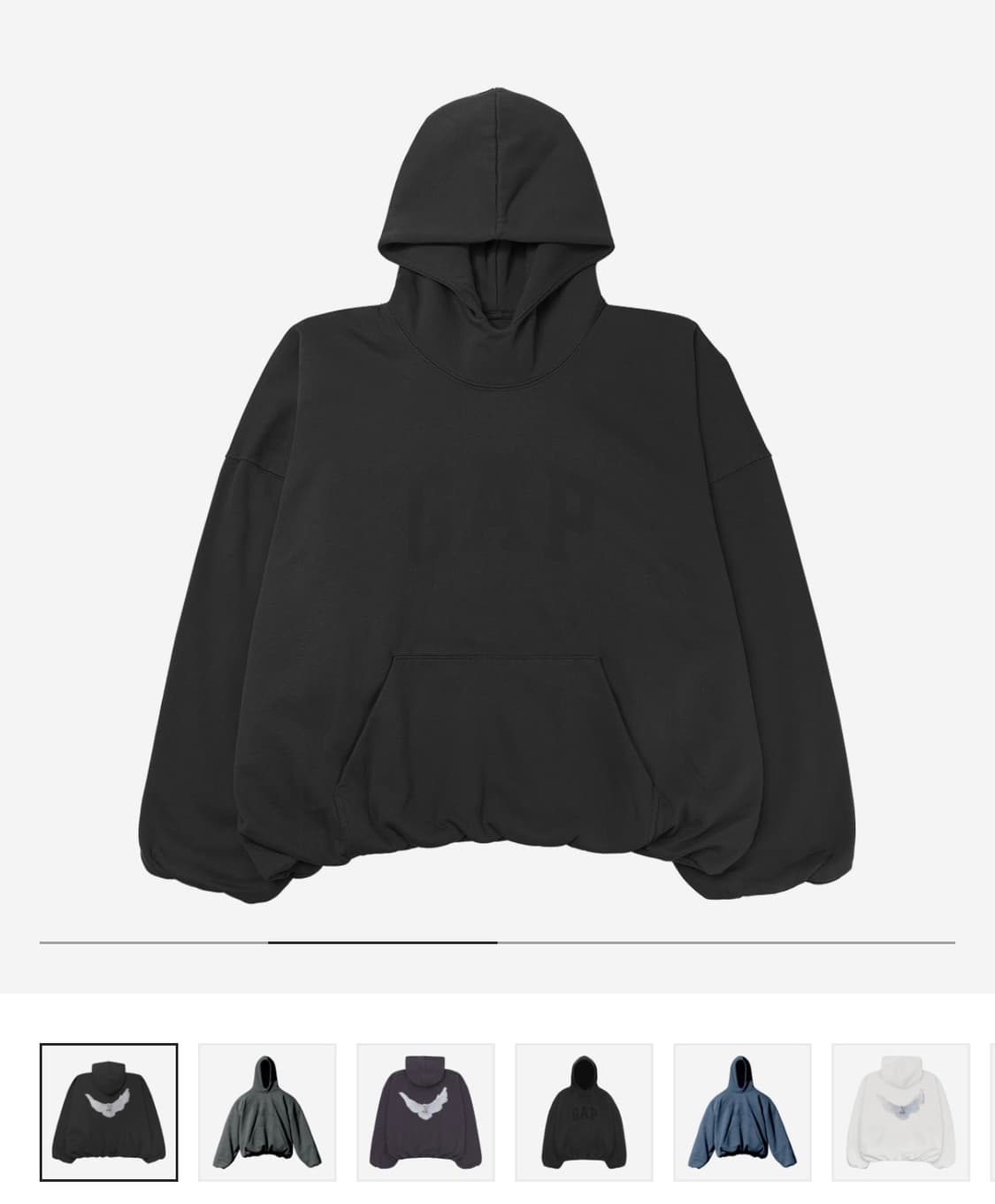 이지 갭 엔지니어드 바이 발렌시아가 도브 후드 블랙 상품이미지2