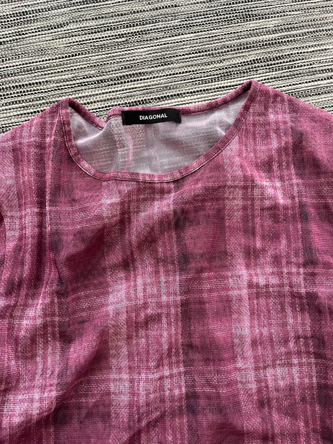 다이애그널 체크 시스루 탑 상품이미지3