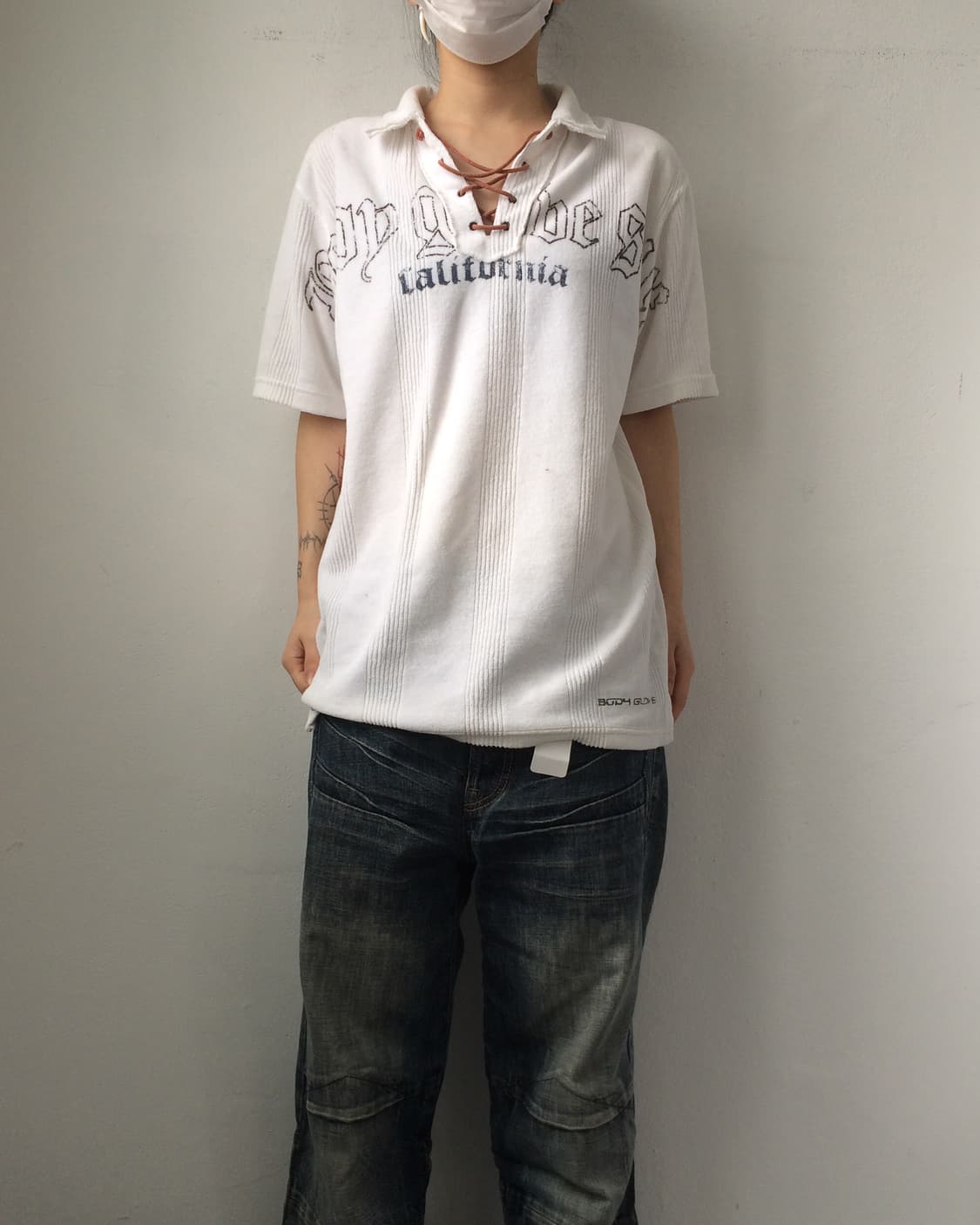 Lace up point ribbed pk t 상품이미지1