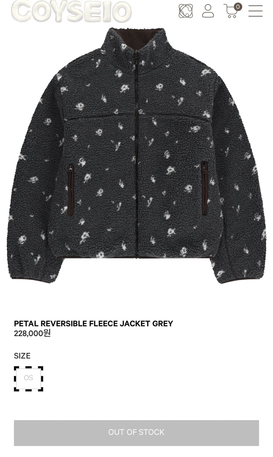 코이세이오 coyseio 플라워 플리스 자켓 챠콜 그레이 상품이미지1