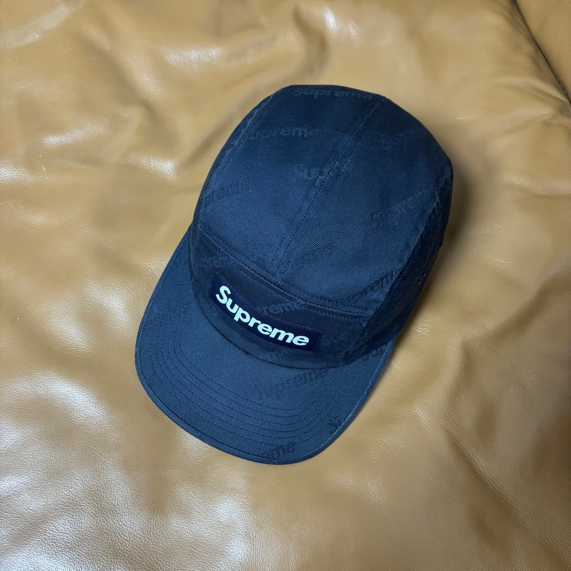 슈프림 캠프캡 모자 박스로고 자카드 네이비 상품이미지5