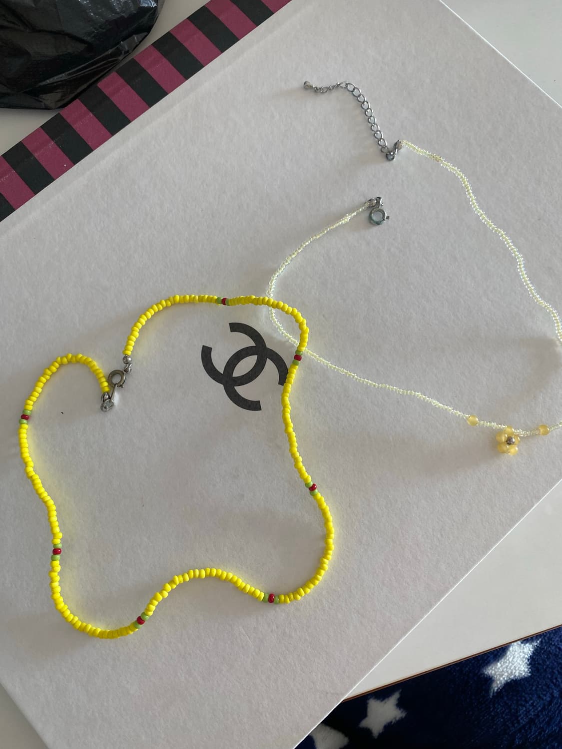 B급 할인 비즈 노랑 목걸이 2 개 일괄 상품이미지6