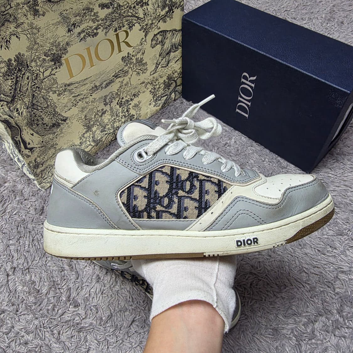 {클로젯}[40.5][풀구성]디올 오블리크 B27 스니커즈 그레이 상품이미지5