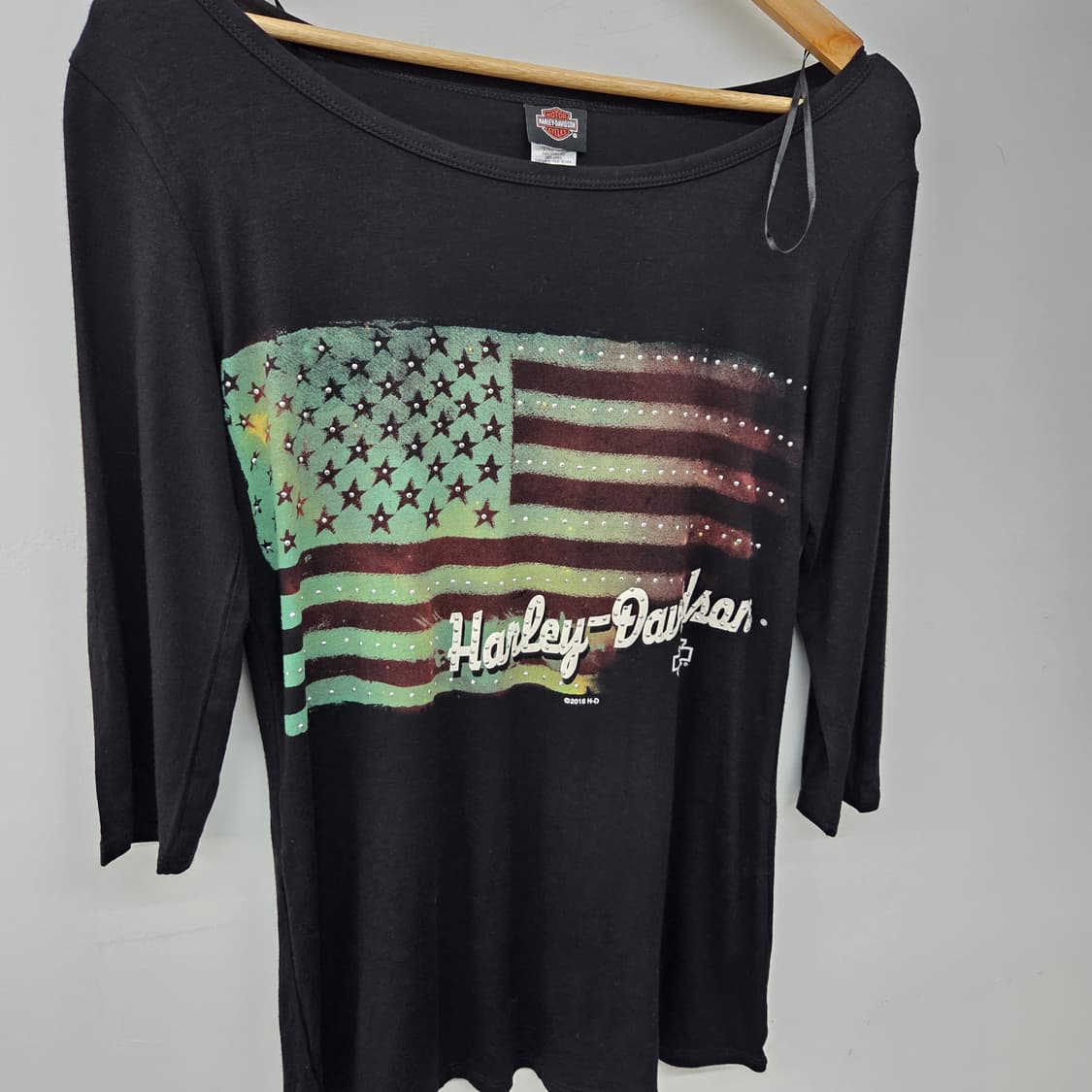 할리데이비슨 미국 국기 프린팅 블랙 티셔츠 여m 상품이미지2