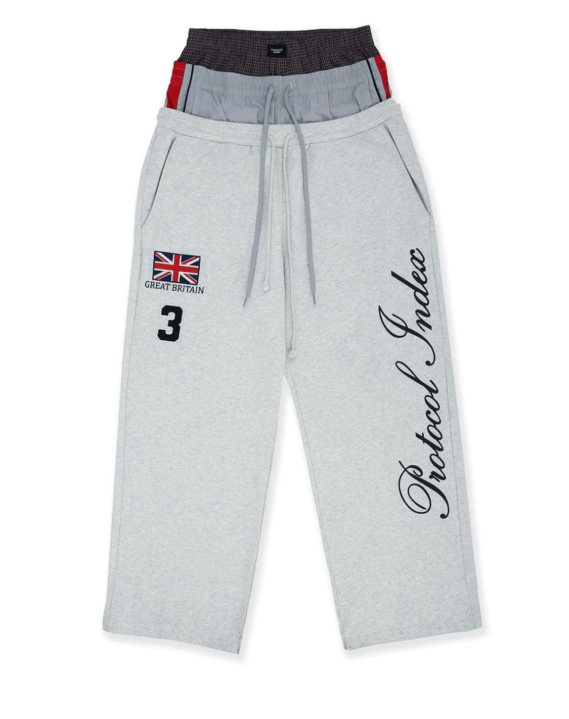 [1]프로토콜인덱스 3레이어드 스웻팬츠 오트밀 멜란지 상품이미지1