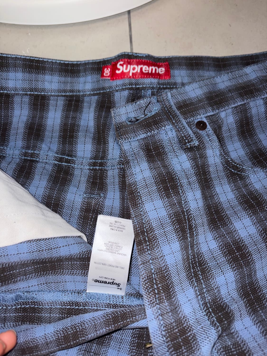 슈프림 플레이드 배기 쇼츠 블루 Supreme Plaid Baggy Sh 상품이미지4