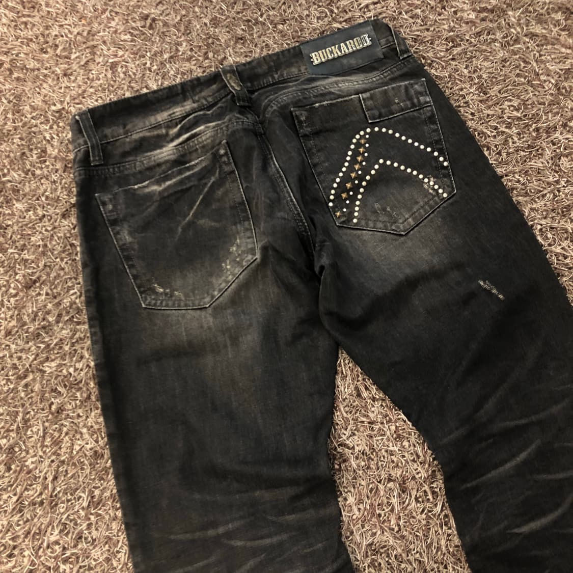 버커루 흑청 워싱 디스 데미지진 데님 팬츠 상품이미지4