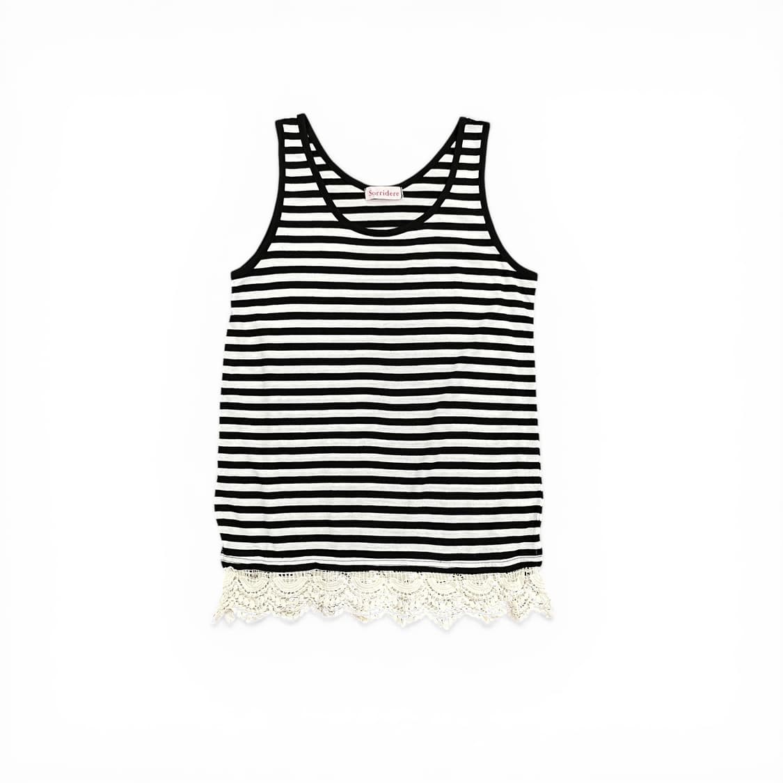 Cotton Stripe Lace Sleeveless Top 상품이미지1
