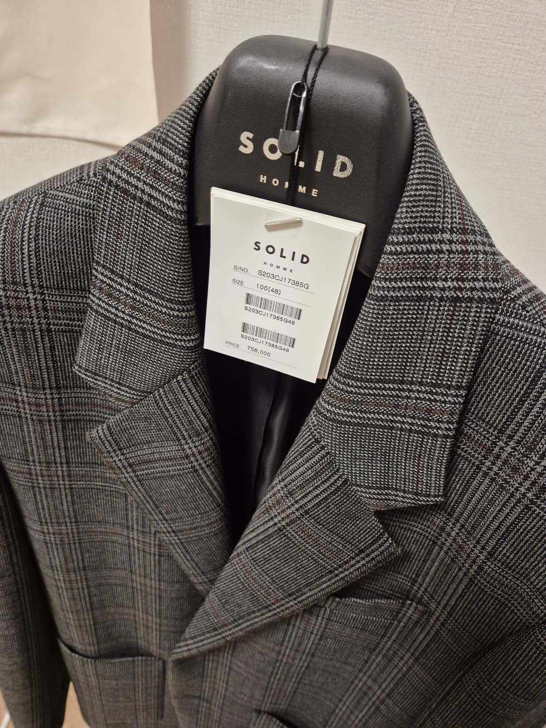 솔리드옴므 체크 블레이저 48(100) 상품이미지5